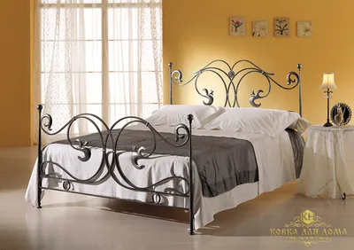 Кованая кровать с классическим фигурным изголовьем и изножьем - ручная  горячая художественная ковка на заказ.