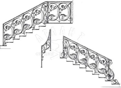 Кованые перила эскиз 19 - заказать ковку по эскизу в Санкт-Петербурге
