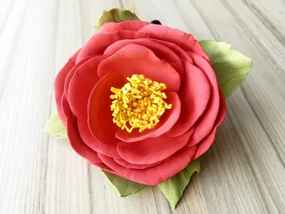 Красный цветок на резинке ручной работы от Ольга Дубро