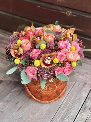 Цветы Сборный букет в деревянной коробке #A6543 1 доставка Владивосток