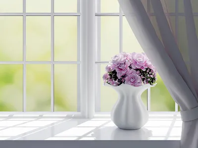 Фото букет роза 3D Графика Цветы Окно вазе