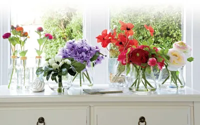 ➤ Витраж цветы в вазе на окна | Купить в Romin.com.ua
