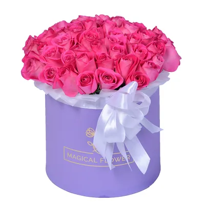 Букет из 51 розовой розы в шляпной коробке - купить в Москве по цене 5490 р  - Magic Flower