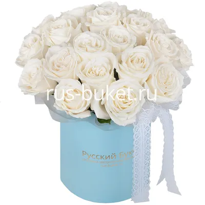 Композиция «Белые розы в шляпной коробке» с розами - купить в Новосибирске  за 6 570 руб