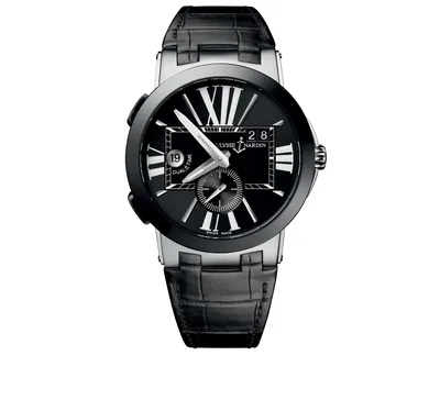Часы Executive Dual Time Ulysse Nardin Executive 243-00/42, 43 мм, сталь,  керамика, указатель даты | Mercury