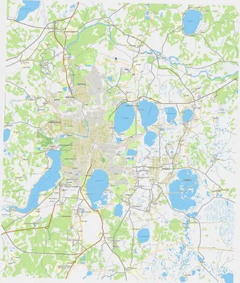 Карта районов Челябинска. Дороги, пригороды и районы г. Челябинск | Raster  Maps | Карты всего мира в одном месте