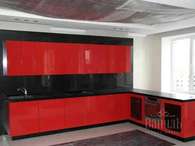 Красно-черная кухня на заказ • купить недорого в Киеве
