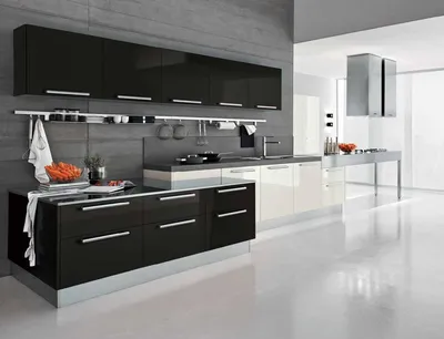 Белая кухня с черной столешницей: идеи дизайна, 60 фото гарнитуров, фартук