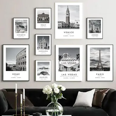 Черно-белый город путешествия фотография плакат Рим Лас Вегас холст  живопись мир пейзаж печать стены картины декор гостиной - купить по  выгодной цене | AliExpress