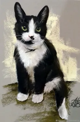Картины: Черно-белый Кот – заказать на Ярмарке Мастеров – MG1T2RU |  Картины, Санкт-Петербург