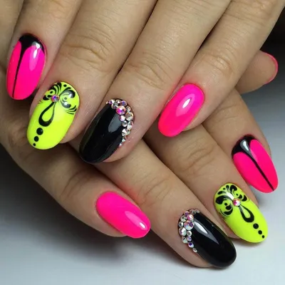 Дизайн розово-черных ногтей - фото идей дизайна ногтей - Best Маникюр