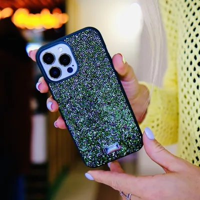 Чехол для iPhone 13 Pro (6.1\") Swarovski ТПУ с мелкими кристаллами OEM  Green with Silver купить в Киеве, в интернет-магазине MODAJapan