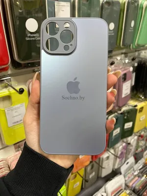 Стеклянный чехол Glass case для iPhone 13 Pro Max Sky blue купить в Минске