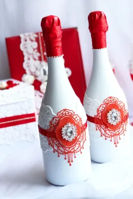Свадебное шампанское. Свадьба в красном. | Свадебный набор, Свадьба в  красном цвете, Свадебные аксессуары