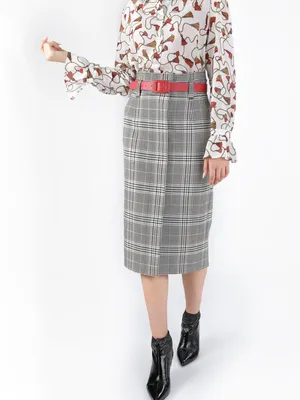 Удлиненная юбка карандаш в клетку - купить в интернет-магазине «DeOro»