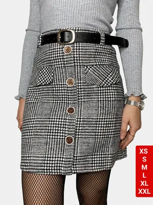 Мини-юбка в клетку с ремнём , короткая , тёплая шерстяная юбка , прямая юбка  женская за 1099 ₽ купить в интернет-магазине KazanExpress