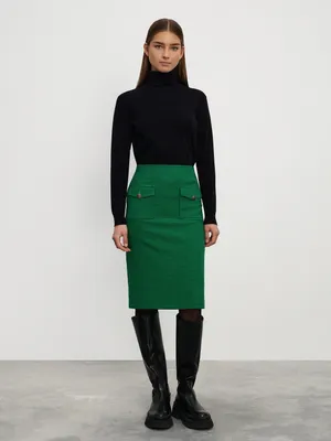 Женская одежда :: Юбки :: Женская юбка юбка-карандаш зелёная в клетку (42)