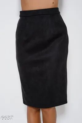 Черная юбка-карандаш из эко-замши с молнией сзади 52510 за 528 грн: купить  из коллекции Vogue - issaplus.com