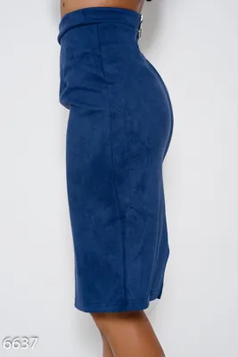 Синяя юбка-карандаш из эко-замши с молнией сзади 52511 за 396 грн: купить  из коллекции Vogue - issaplus.com