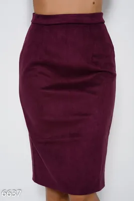 Бордово-фиолетовая юбка-карандаш из эко-замши с молнией сзади 52509 за 528  грн: купить из коллекции Vogue - issaplus.com