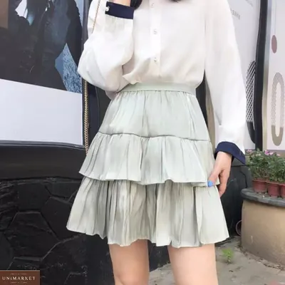 Женская Легкая мини юбка с воланами из хлопка купить в онлайн магазине -  Unimarket