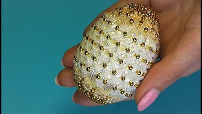 Пасхальное яйцо из бисера / Как оплести яйцо бисером Beaded Egg - YouTube