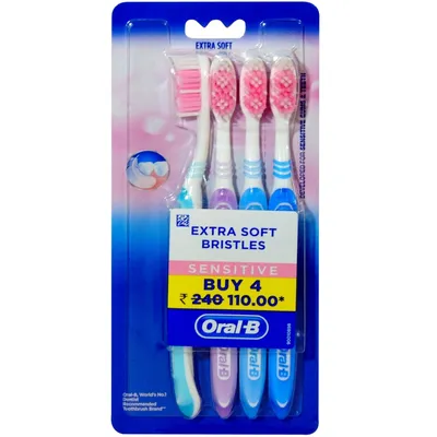 Зубная щетка Oral-B Sensitive Extra Soft Bristles, 4 единицы, цена, применение, побочные эффекты, состав - Аптека Apollo