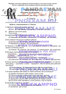 16.11.2022 Конкурс Русский медвежонок 6-7 класс 2022-2023 (официальные  задания и ответы) - PANDAEXAM