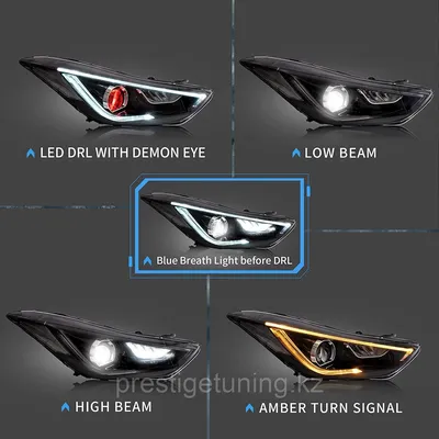 Передние фары на Hyundai Elantra 2011-16 тюнинг VLAND (Красный глаз) (id  99908185)