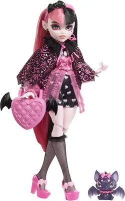 Кукла Monster High Монстер хай Дракулаура с летучей мышью, розовые и черные  волосы (id 104840921)