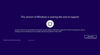 Пользователи Windows 8.1 начинают получать предупреждения об окончании срока службы