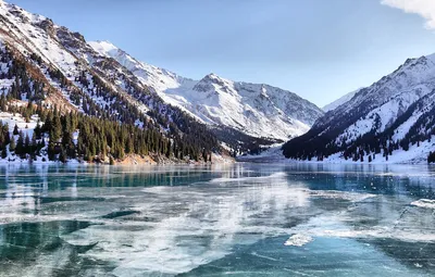 Обои зима, озеро, Алматы, БАО картинки на рабочий стол, раздел природа -  скачать
