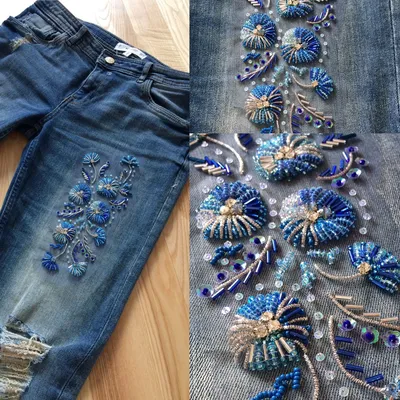 Вышивка аппликация на джинсы – заказать на Ярмарке Мастеров – C3ZZ3BY |  Джинсы, Чебоксары