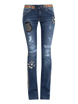 Femme by Michele R. синие джинсы с аппликацией и потертостями (284971)  купить со скидкой – распродажа в Боско Аутлет