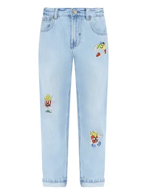 Хлопковые джинсы с аппликацией Stella McCartney kids голубые (677792)  купить по цене 0 руб. в интернет-магазине ГУМ