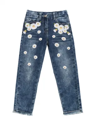 MONNALISA синие джинсы с цветочной аппликацией (499710) купить со скидкой –  распродажа в Боско Аутлет