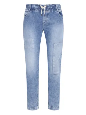 Джинсы из хлопка с аппликацией на кармане Little Marc Jacobs синие (536591)  купить по цене 5 450 руб. в интернет-магазине ГУМ