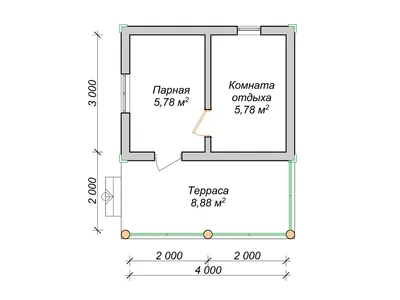 Баня 3х4 с террасой