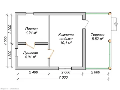 Сруб бани 4х5 с верандой 2х4 под скатом - СрубДомаБани. Проект, цена, фото  и отзывы.