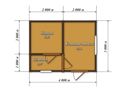 Проект бани 3х4 из бруса, план бани 3х4