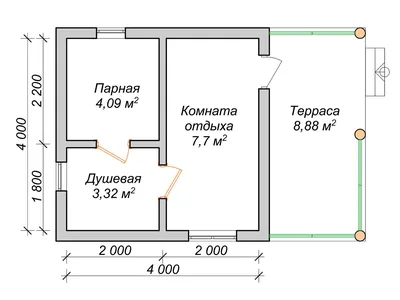 Баня 4х4 с верандой