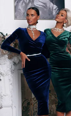 Платье миди, бархат, Ларс сапфир (синий) | Стильная одежда для женщин  Malina Bonita