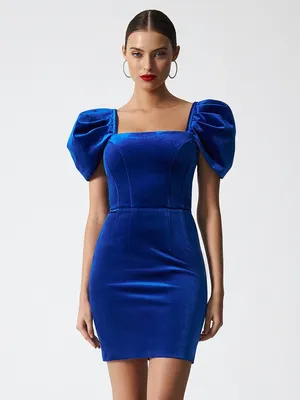Платье из бархата, синий цвет, арт. 166170141-119 купить в  интернет-магазине CHARUEL