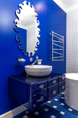Синяя ванная комната - 65 фото