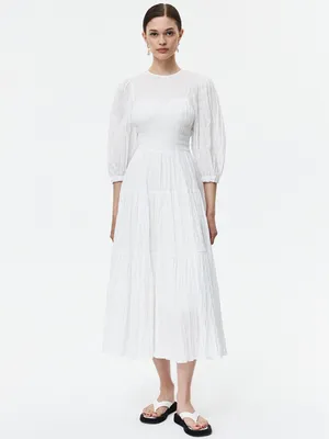 Ярусное платье из сжатой ткани, белый цвет, арт. 318070059-002 купить в  интернет-магазине CHARUEL