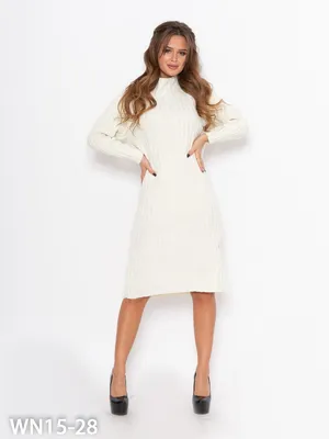 Белое вязаное платье с высокой горловиной 68496 за 459 грн: купить из  коллекции Love yourself - issaplus.com