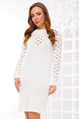 Белое вязаное платье 150 - купить в Украине