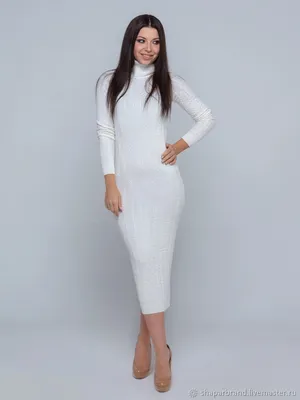 Белое трикотажное платье – купить на Ярмарке Мастеров – KMPQERU | Платья,  Москва