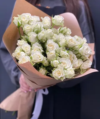 Кремовые кустовые розы - 60 см. | Бесплатная доставка цветов по Москве