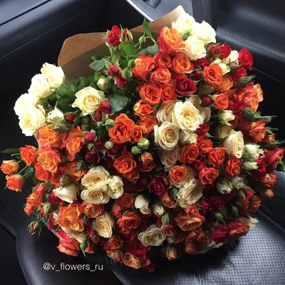 Купить букет из белых пионовидных кустовых роз в Минске